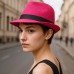 Fedora Straw Hat - Fuchsia - HT-1188FS